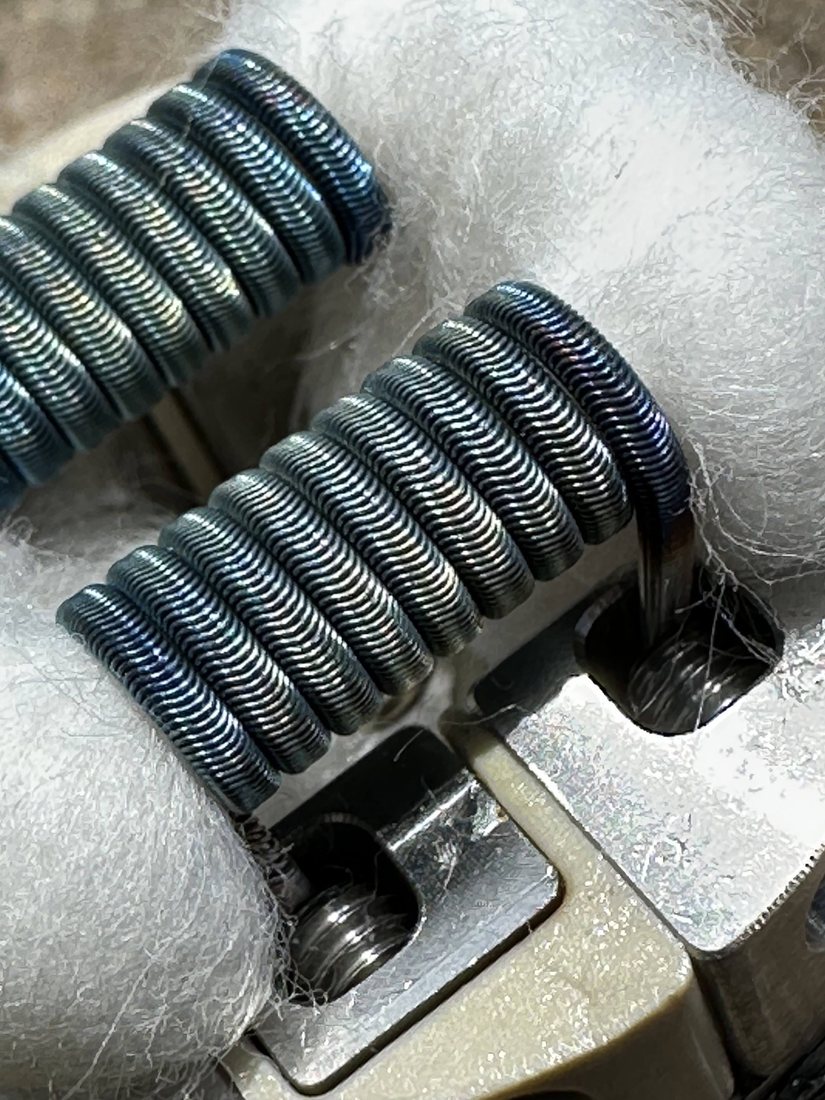 Close-up of installed handmade coils and cotton